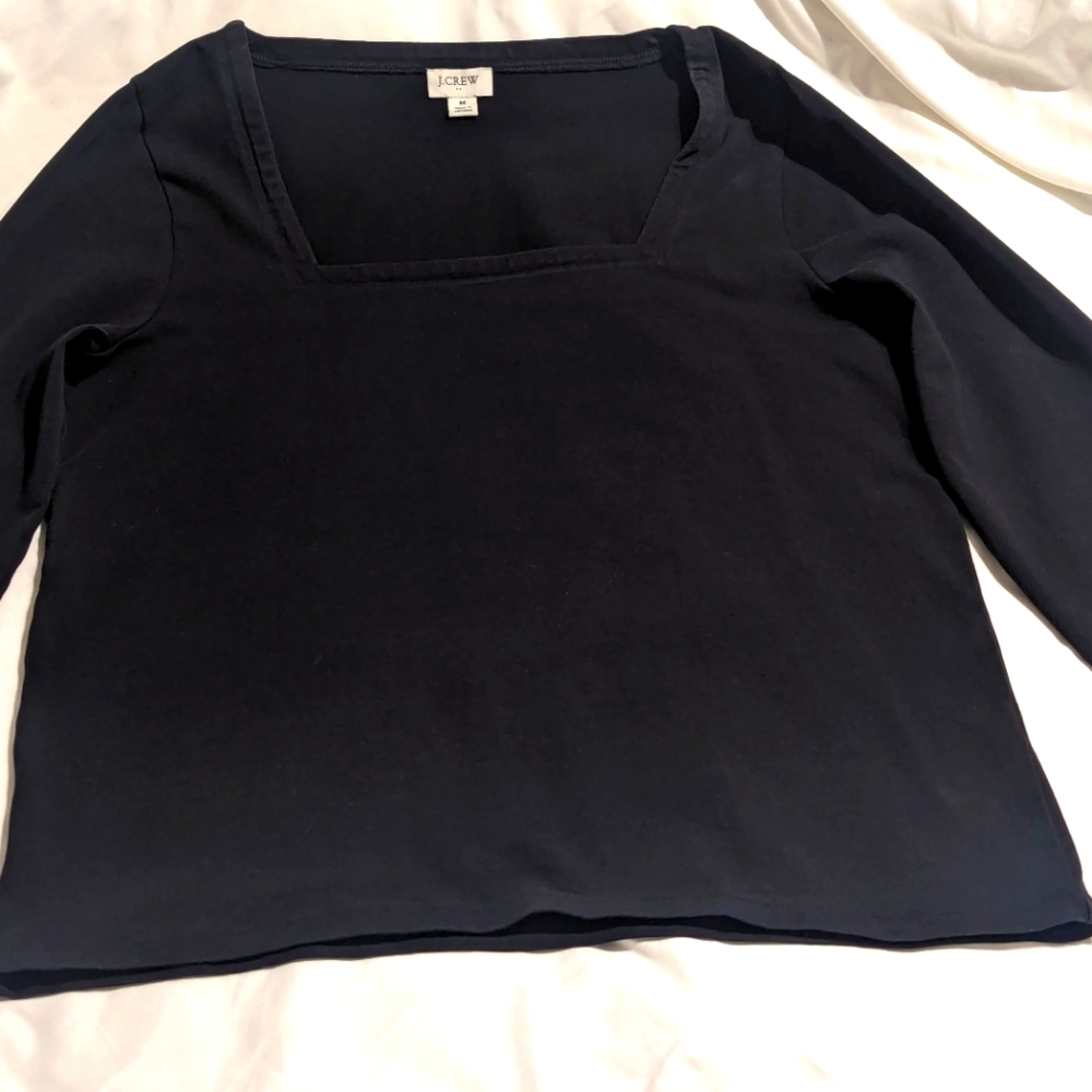 Black J. Crew factory square neck knit top size M
